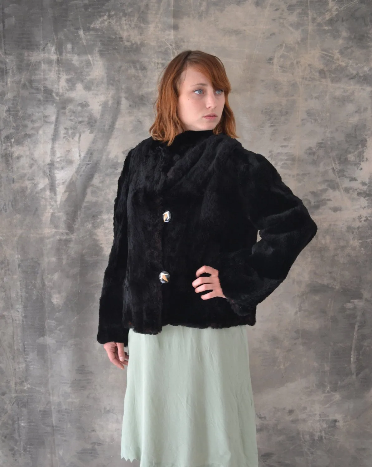 1950s Black Fur Jacket