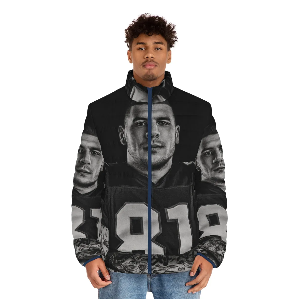 Aaron Hernandez NFL Puffer Jacket - Sports Fan Apparel