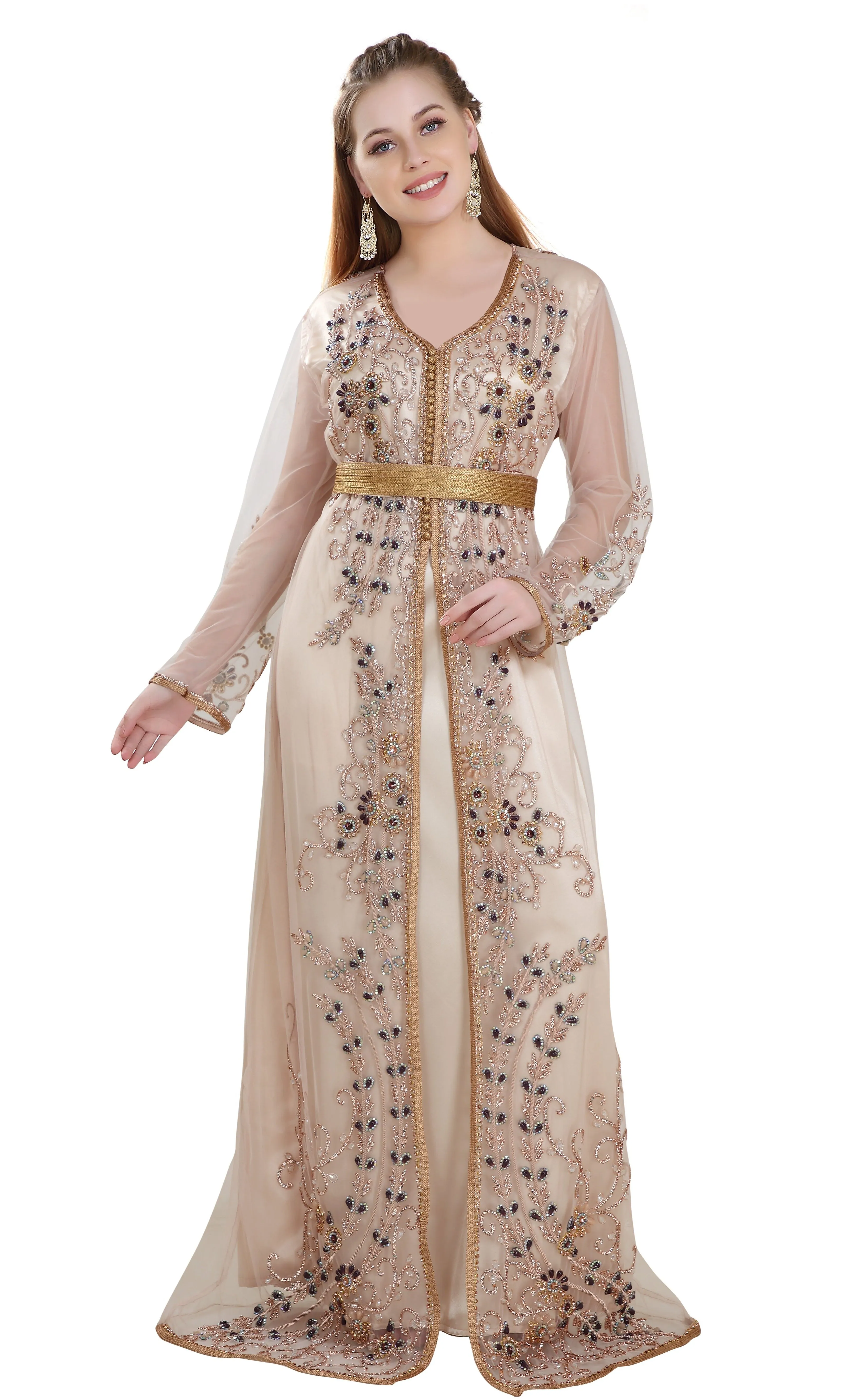 Algerian Kaftan Embroidered Hand Made Gown