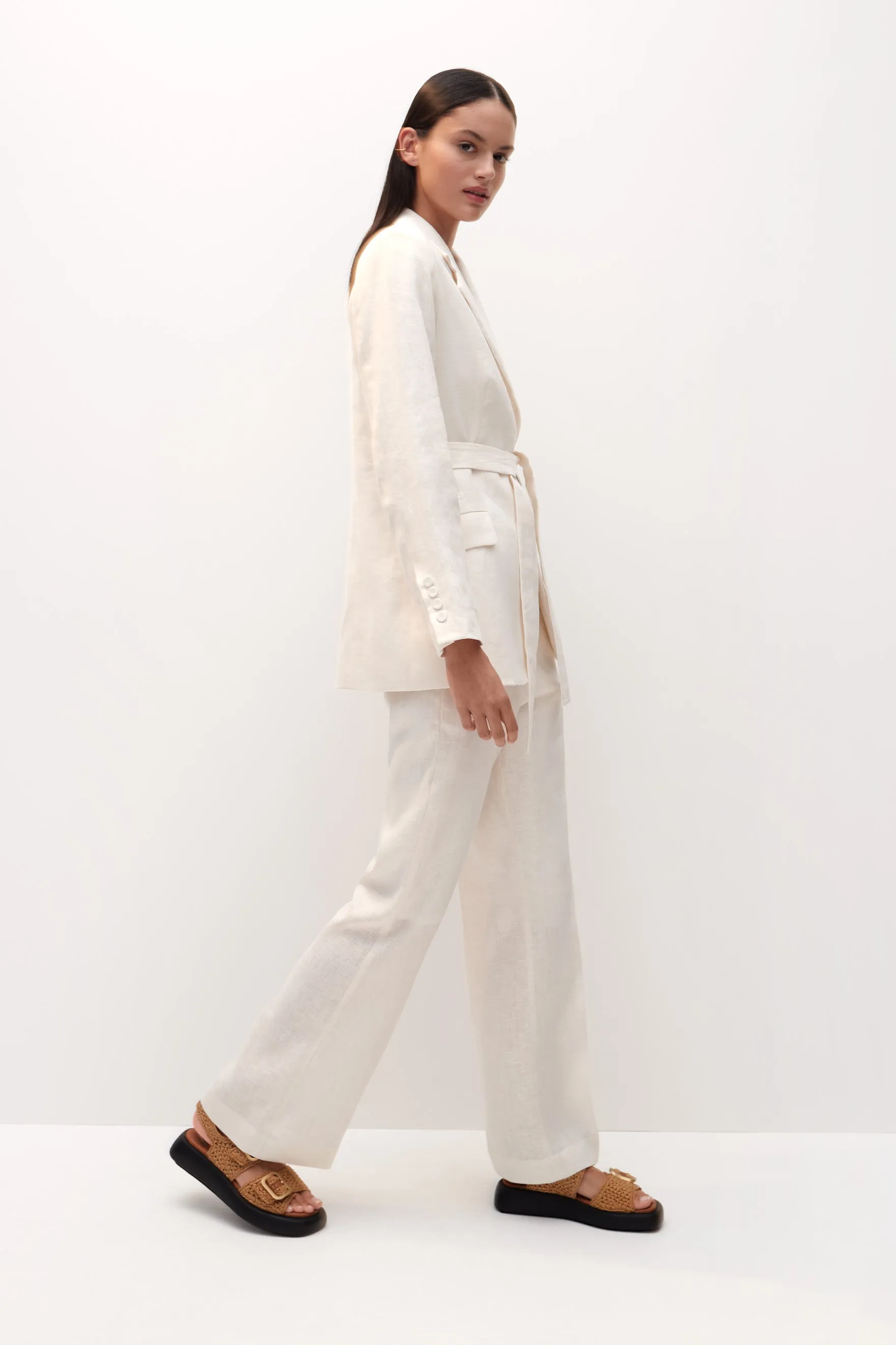 Annie Linen Blazer_Ivory