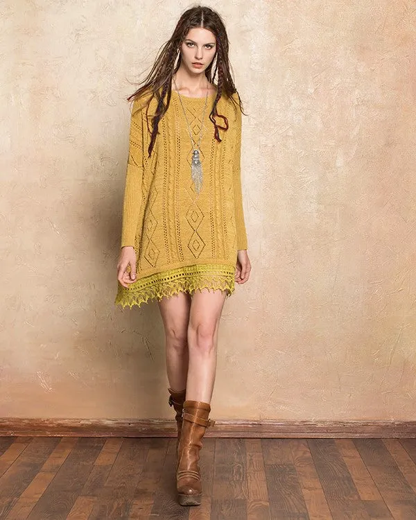 ARTKA FLUFFY KNITTED MINI JUMPER DRESS