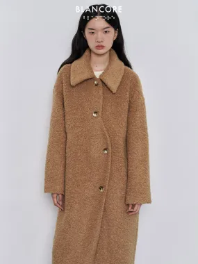 Asymmetrical placket Teddy Bear Coat