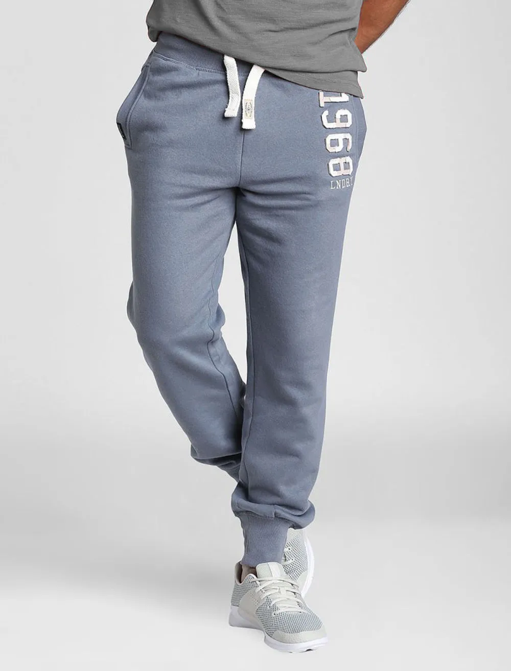 Bayfield Brush Back Fleece Cuffed Joggers In Dusty Blue - Tokyo Laundry