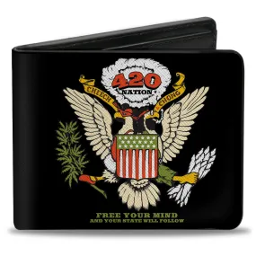 Bi-Fold Wallet - Cheech and Chong 420 Nation Coat of Arms Black