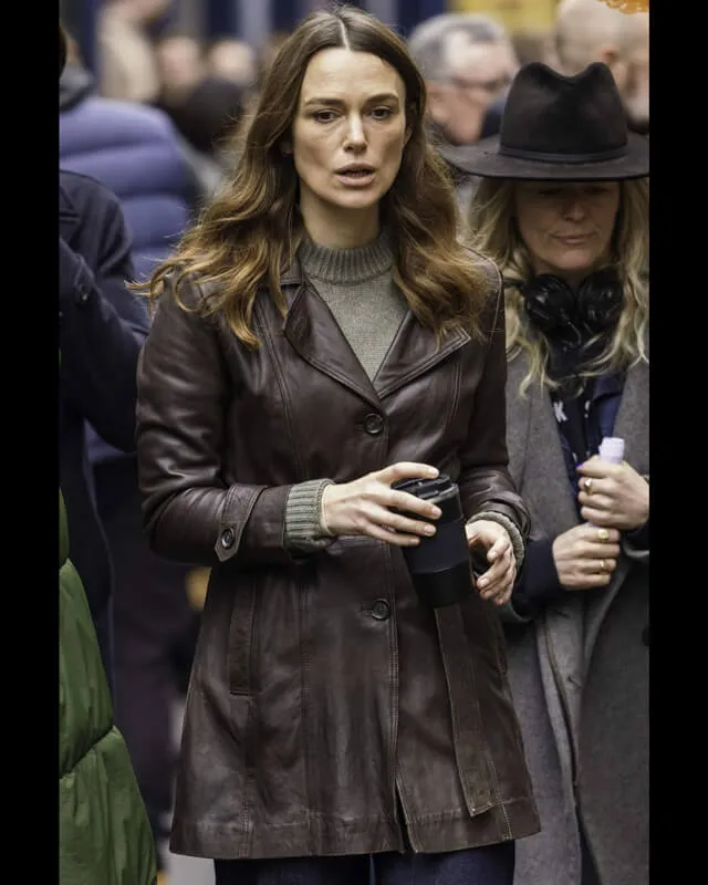 Black Doves Keira Knightley Leather Coat