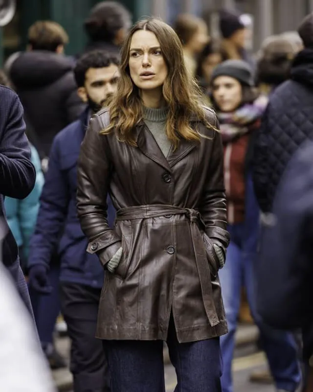 Black Doves Keira Knightley Leather Coat