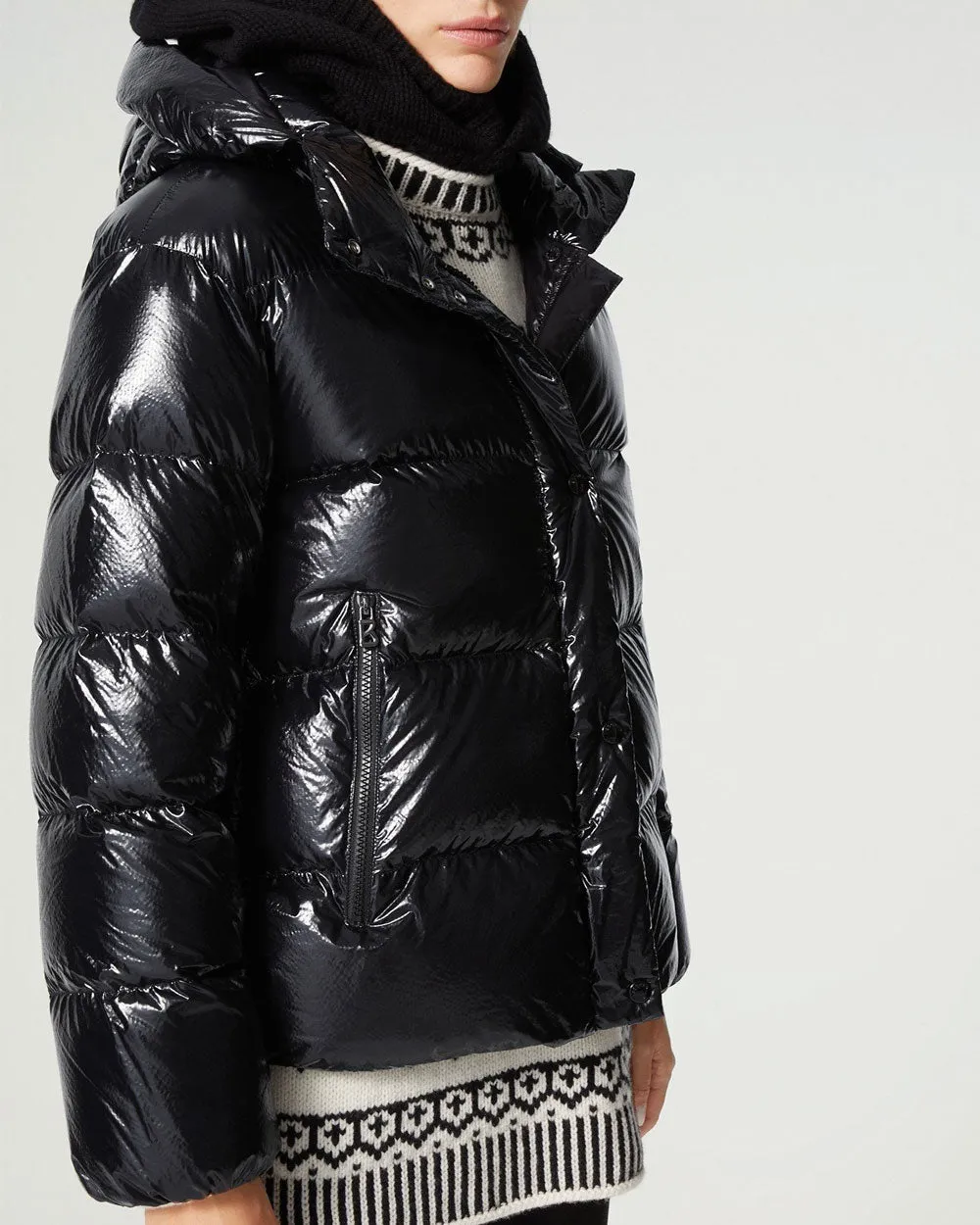 Black Evelia Puffer Ski Jacket