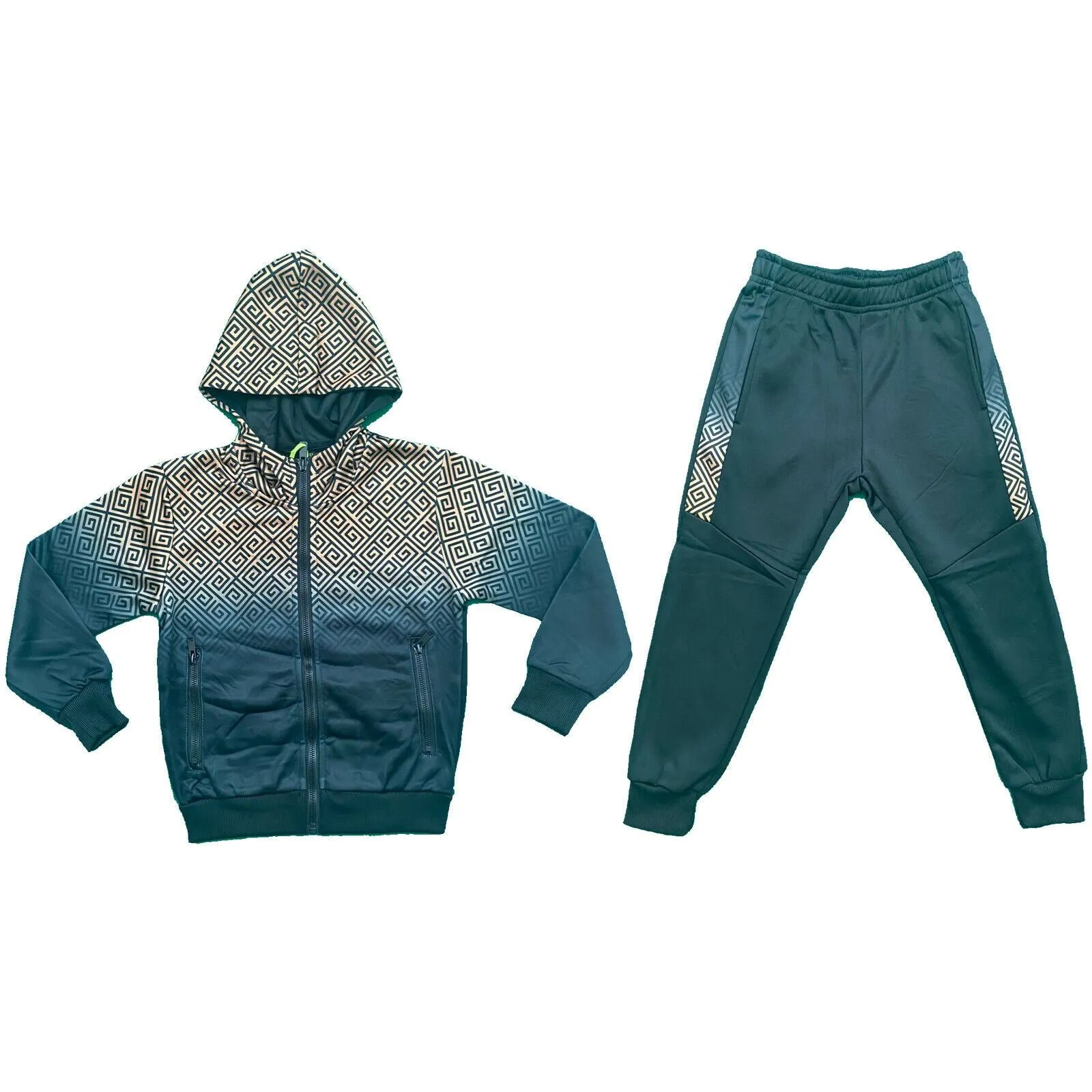 Boys Kids Tracksuit Jacket Joggers Fleece Jogging Bottoms Printed Set Winter