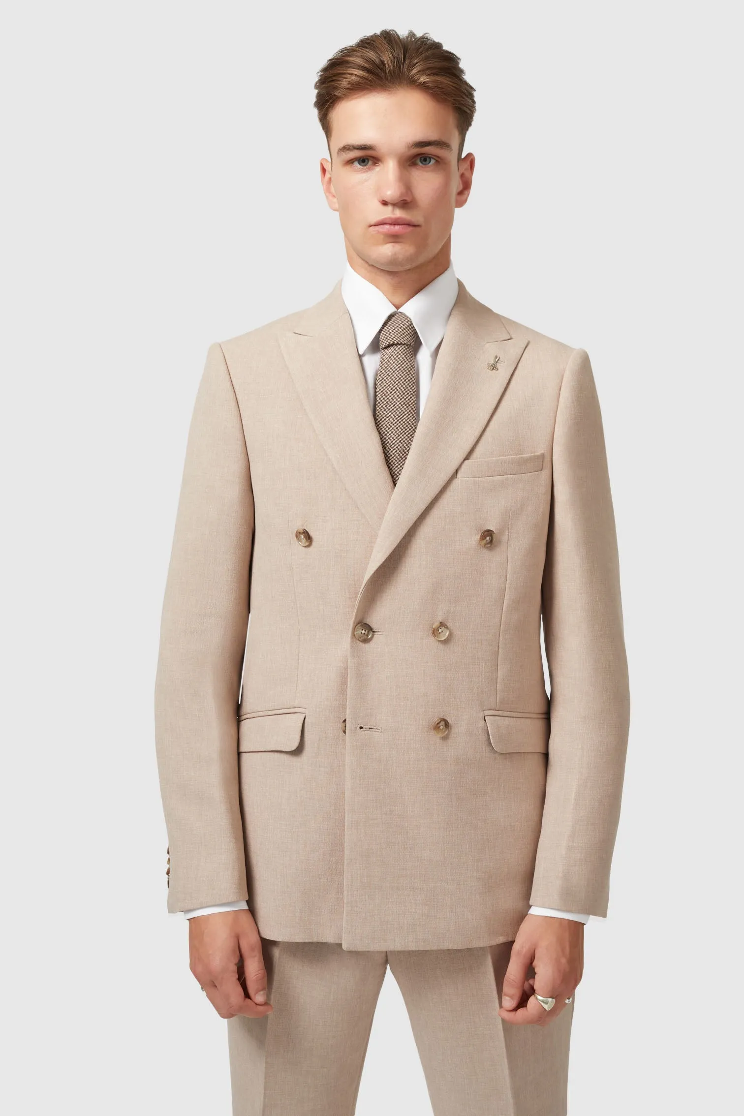 Bresnan Slim Fit Neutral Double Breasted Jacket