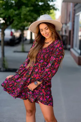 Bright Blooms Ruched Top Dress