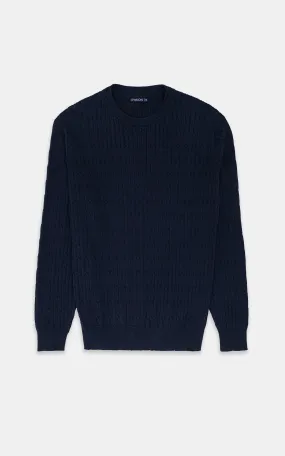 CABLE-KNIT SWEATER NAVY