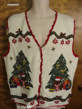 Cheap 80s Style Christmas Sweater Vest with Bears