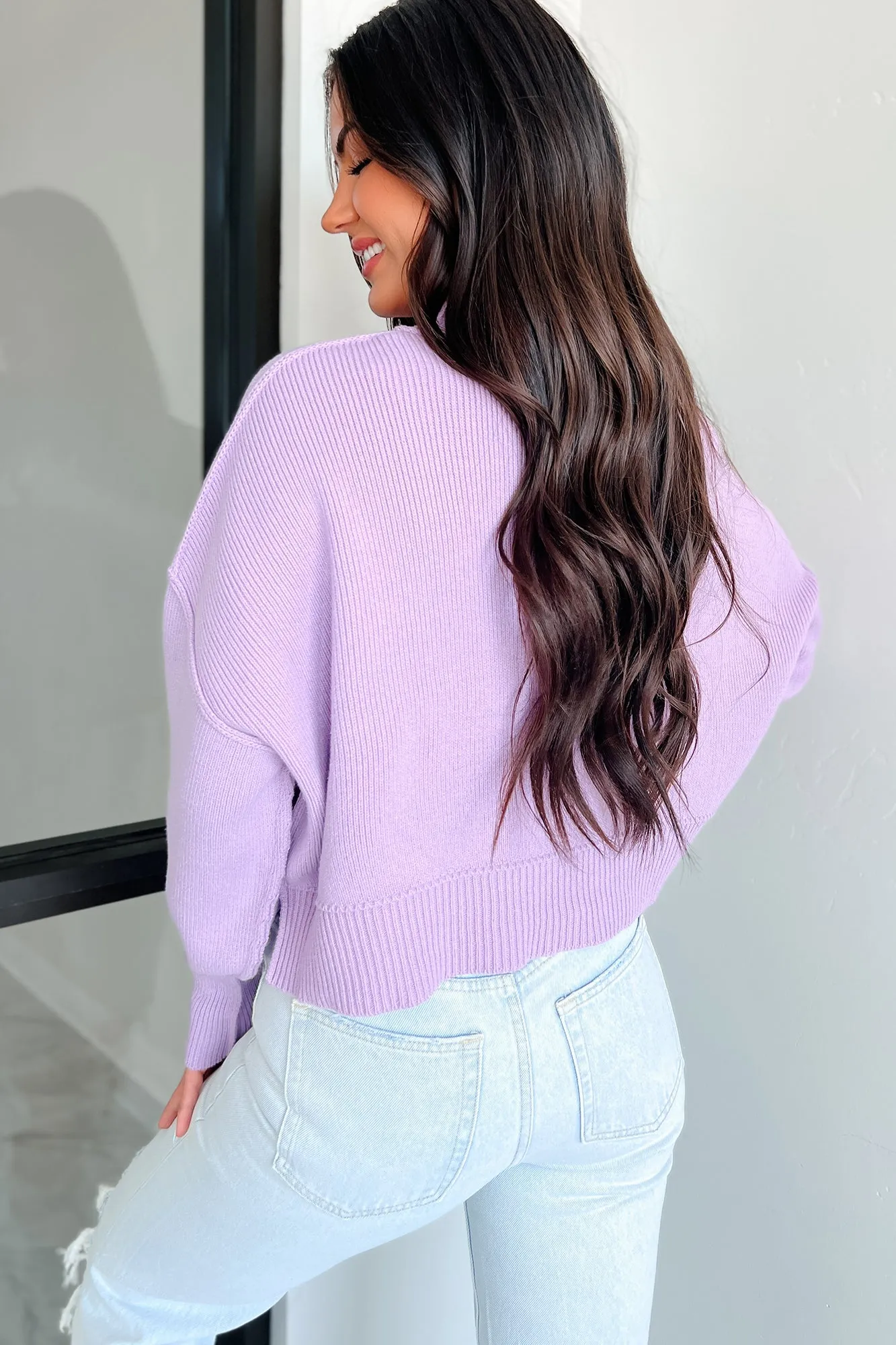 Cheerful Charm Oversized Zenana Crop Sweater (Lavender)