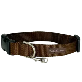 Chocolate Brown Nylon Webbing Dog Collar - 812