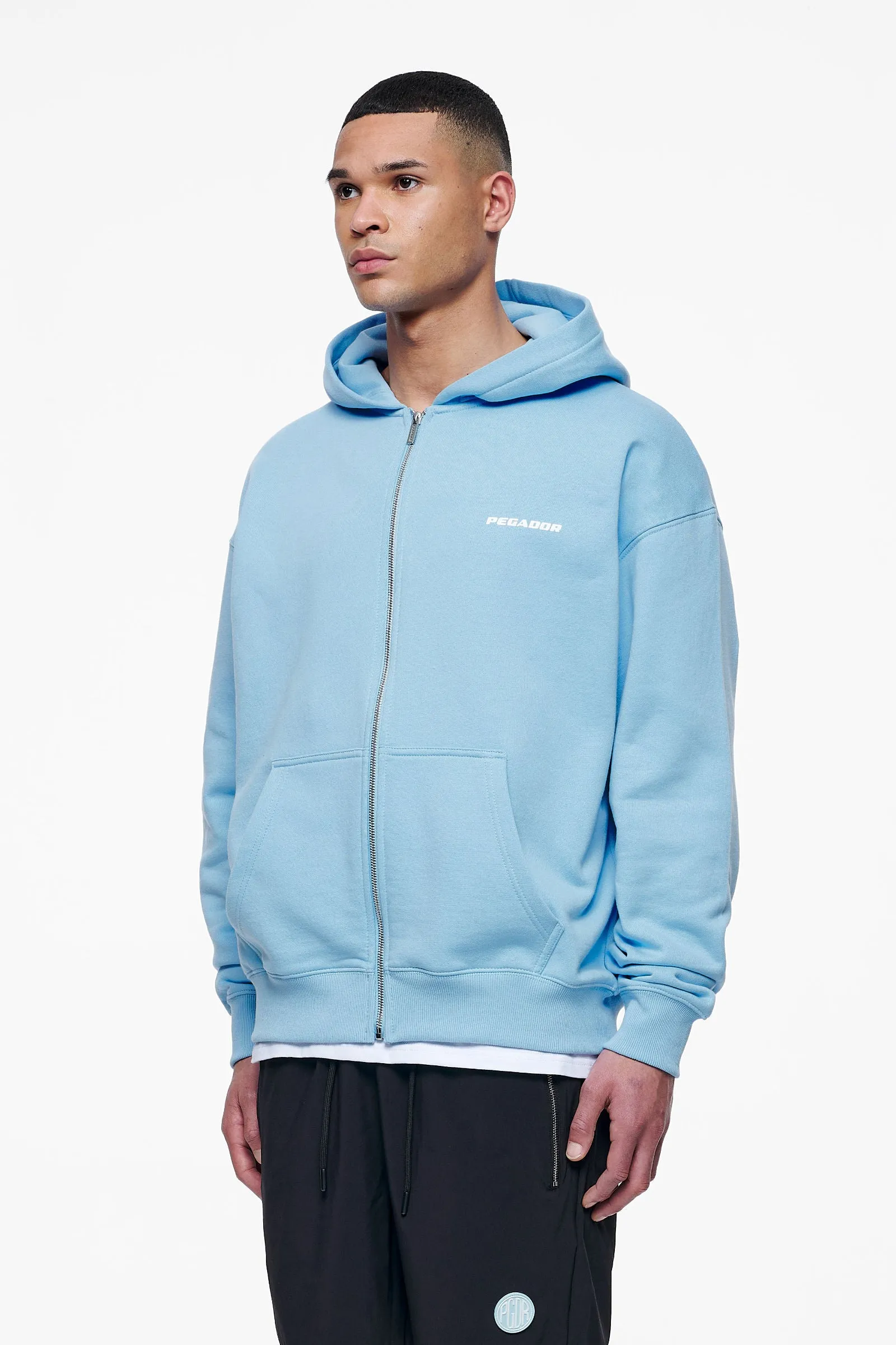 Colne Logo Oversized Sweat Jacket Vintage Washed Riviera Blue