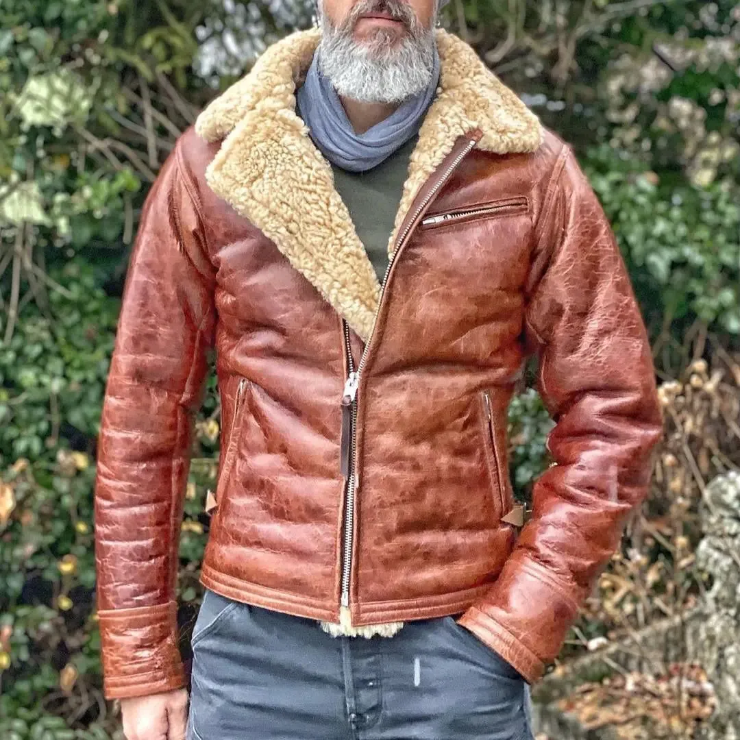 Crunch Brown Shearling Leather Jacket