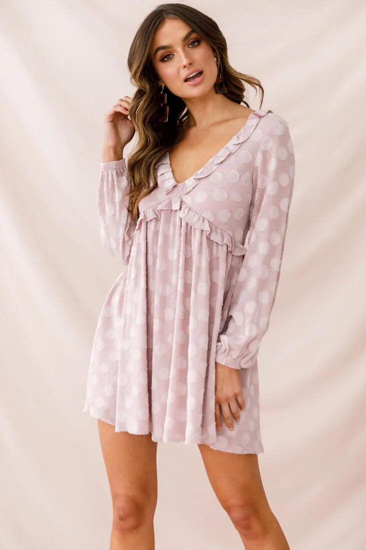 Cutie Pie Long Sleeve Babydoll Dress Mauve