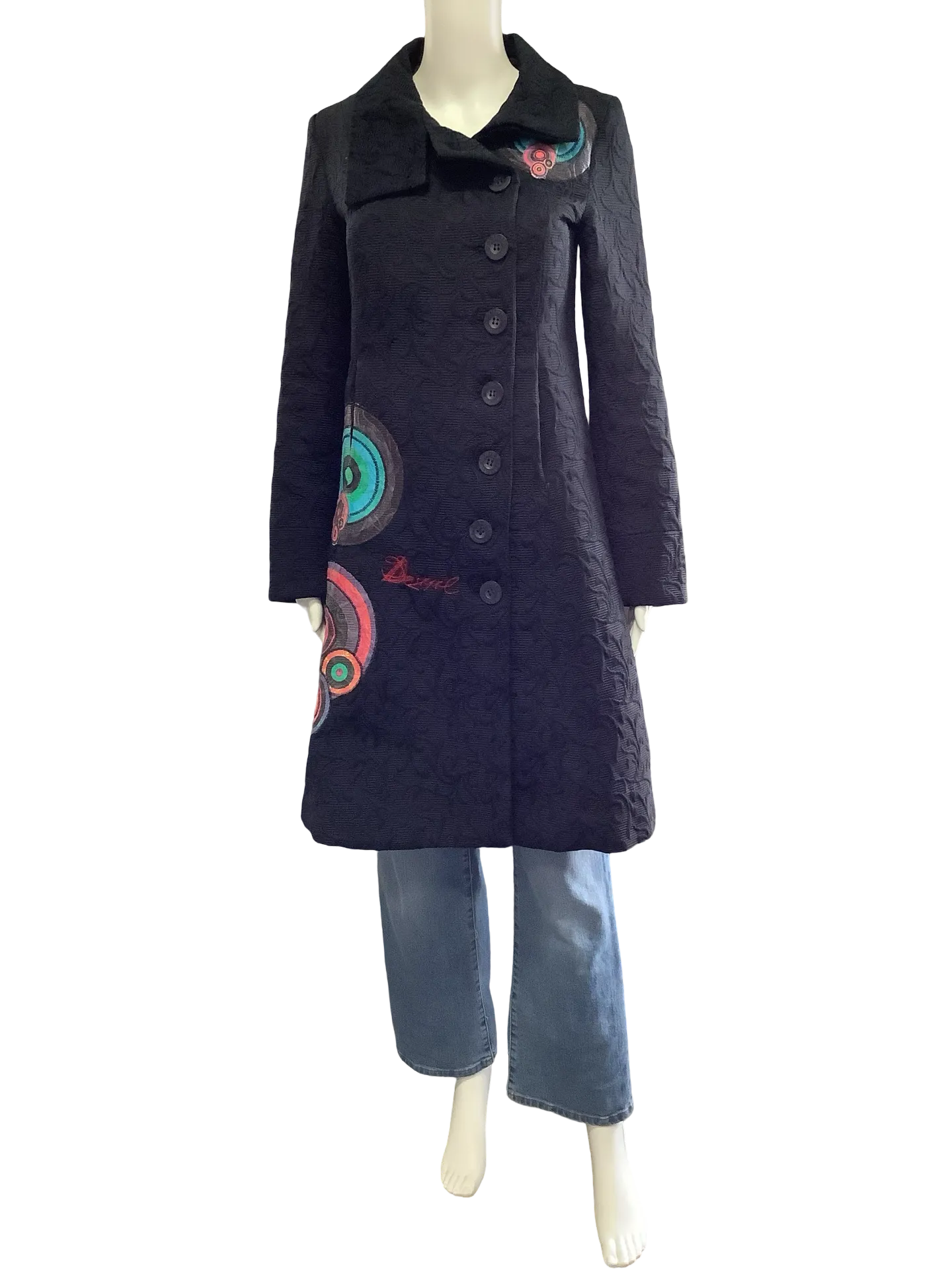 Desingual Coat Print Embroidered Size: US/8 EU/38