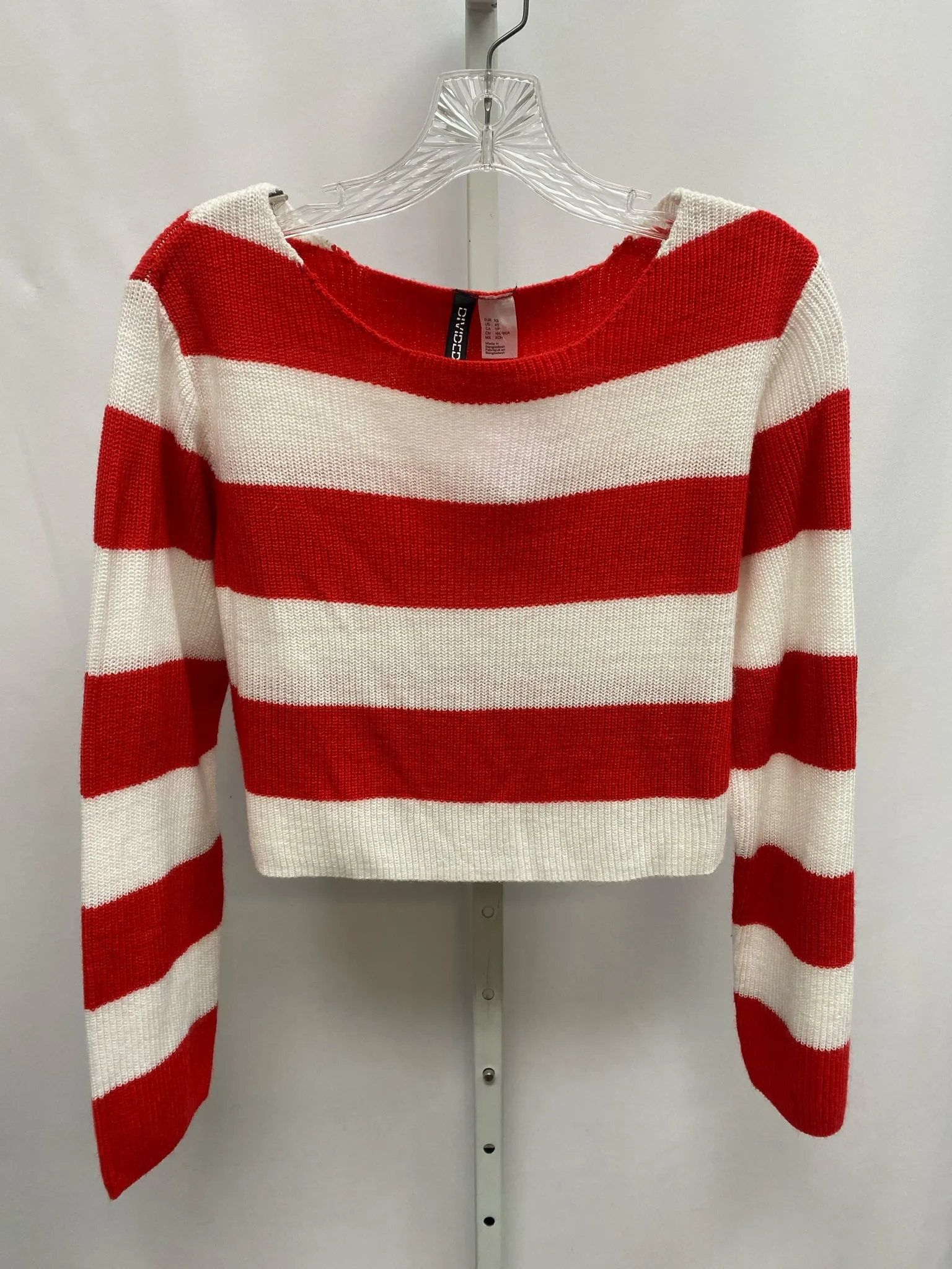 Divided Size XS Red Stripe Long Sleeve Sweater