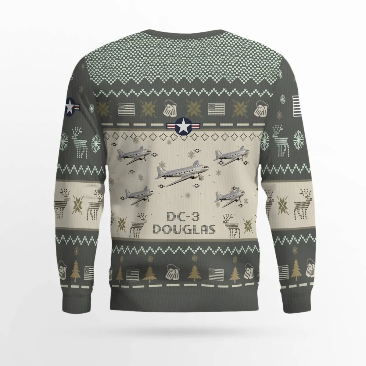 Douglas DC-3 DC3_Aircraft Ugly Sweater, Ugly Sweater Christmas Shirt for Men Dad Veteran