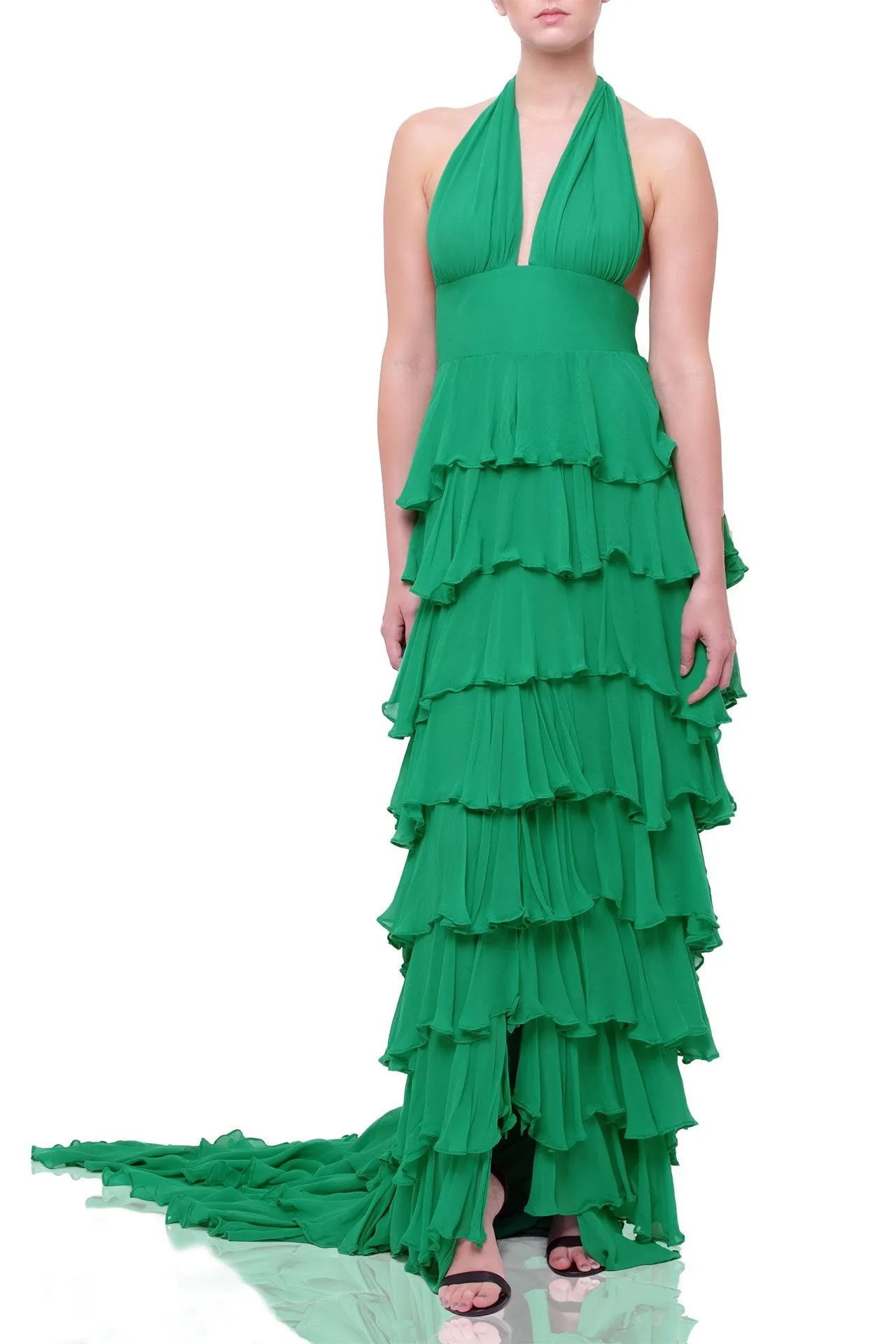 Dramatic Ruffle Green Maxi Dress