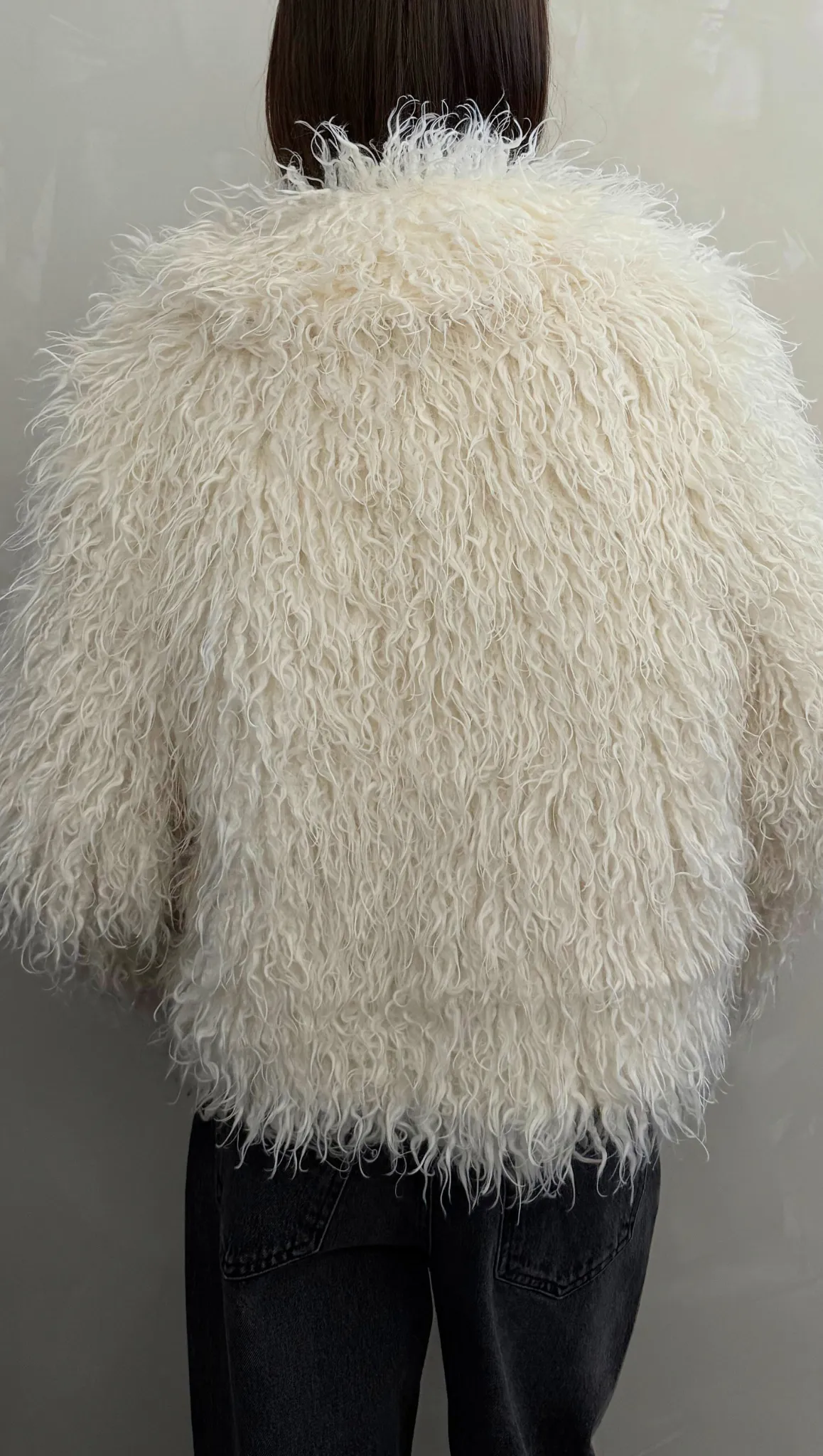 Dylan Fau Fur Crop Coat - Ivory