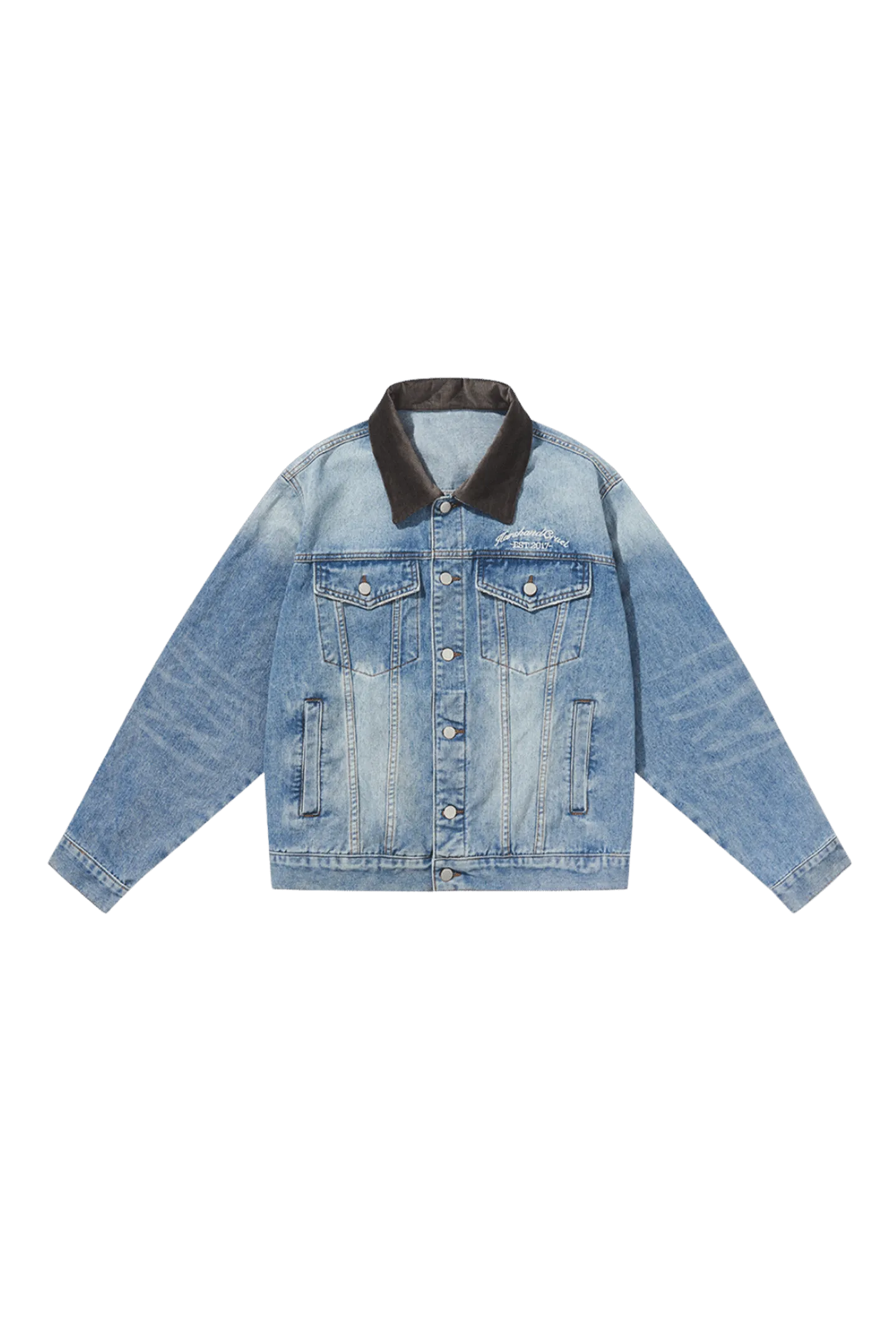 Embossed Collar Denim Jacket