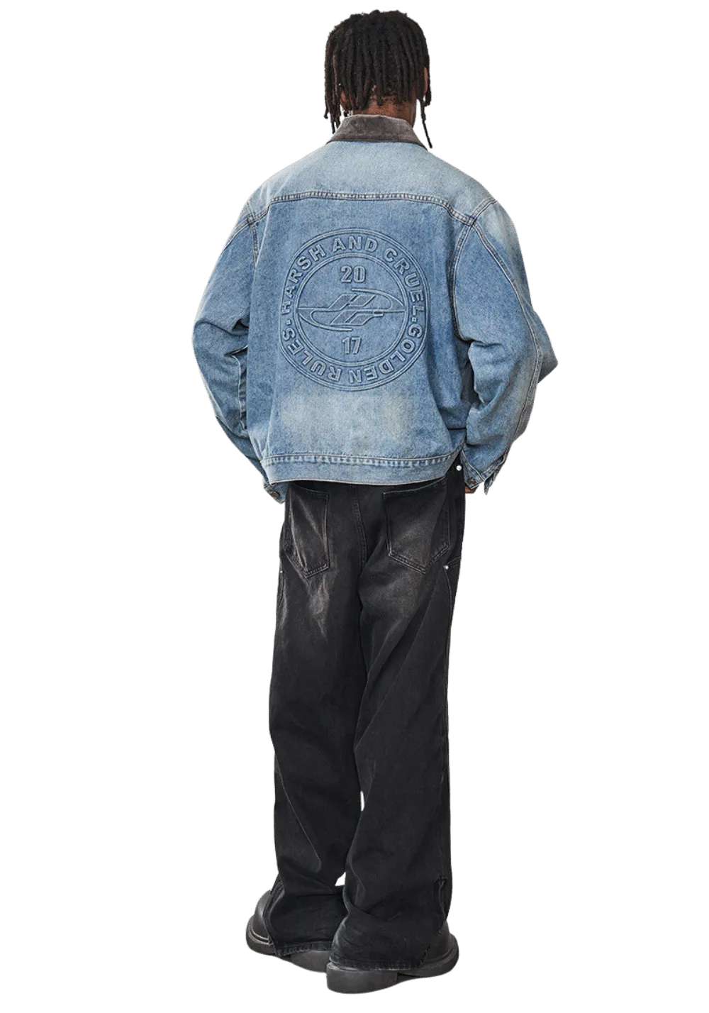 Embossed Collar Denim Jacket