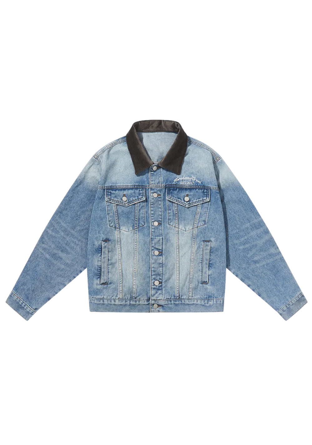 Embossed Collar Denim Jacket