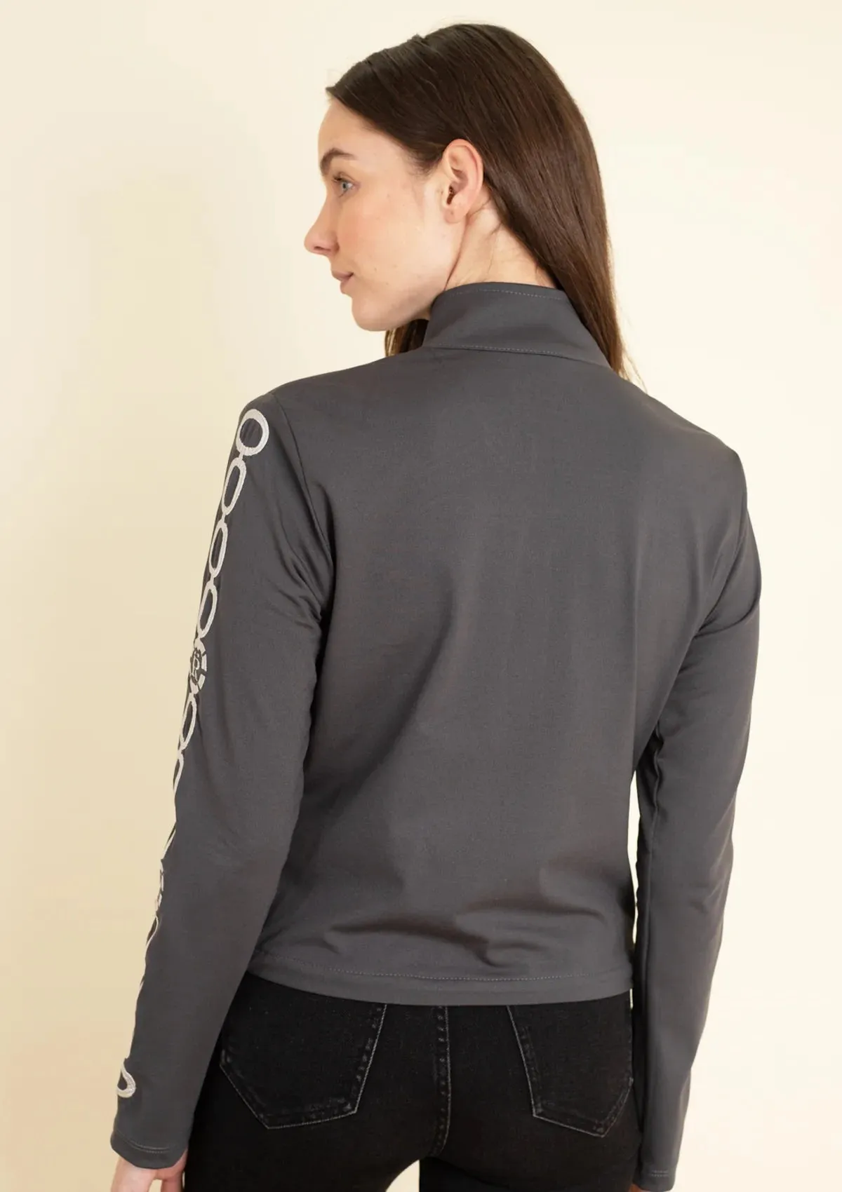 Equus Embroidered Zip Jacket | Grey