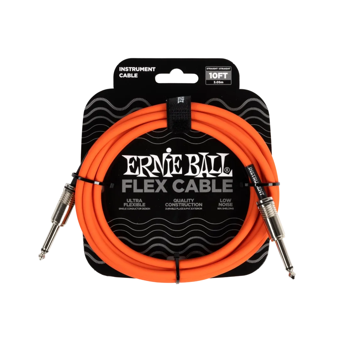 Ernie Ball 6416EB Flex Instrument Cable Straight/Straight (Orange) - 10ft