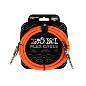 Ernie Ball 6416EB Flex Instrument Cable Straight/Straight (Orange) - 10ft