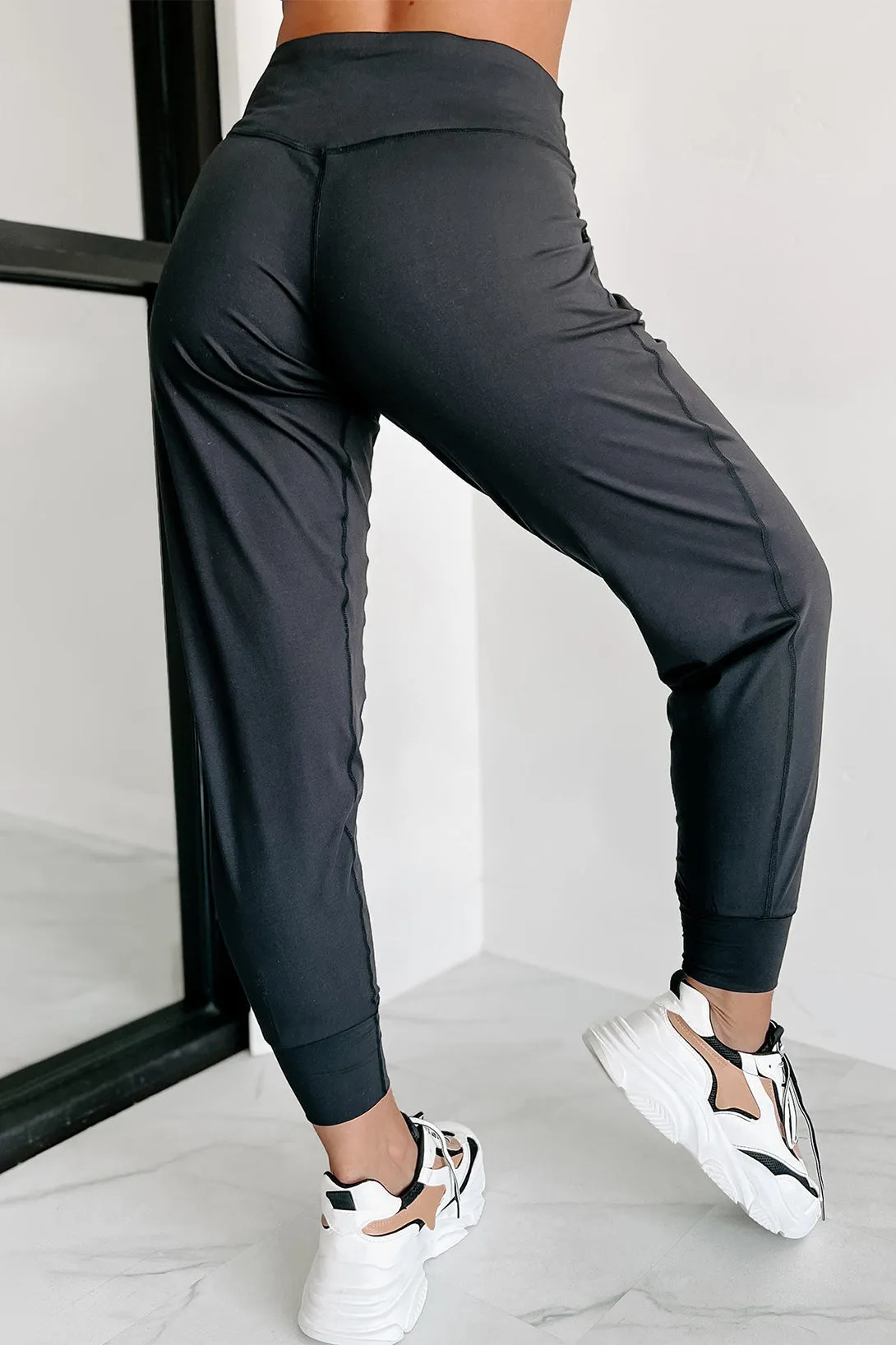 Exposed Seam High Waist Pocketed Joggers