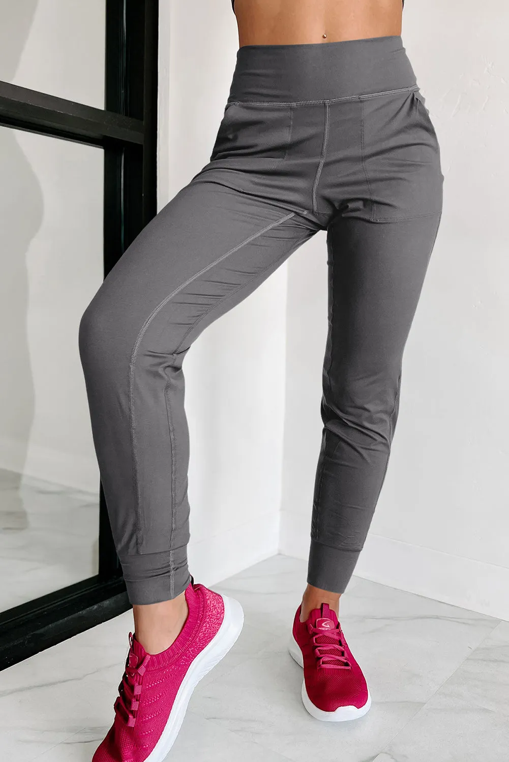 Exposed Seam High Waist Pocketed Joggers