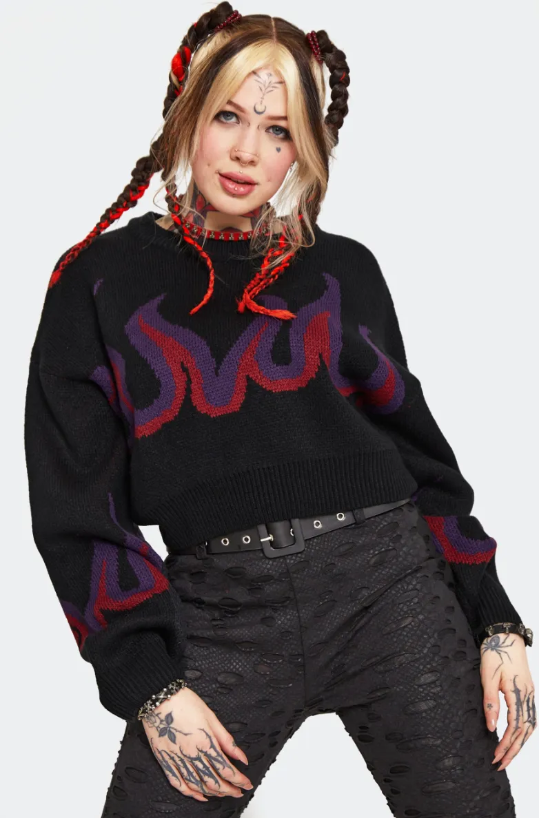 Flame Chunky Cropped Sweater