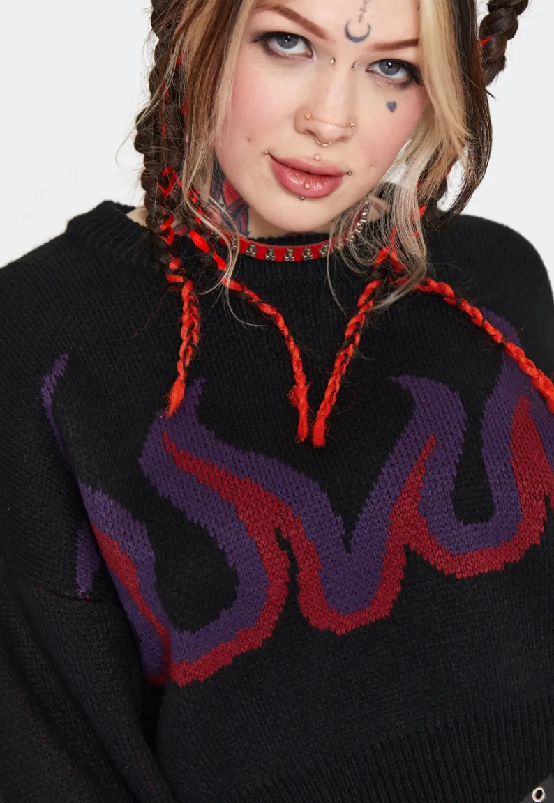 Flame Chunky Cropped Sweater