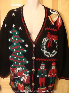 Funny 80s Ugly Christmas Sweater with Nutcrackers