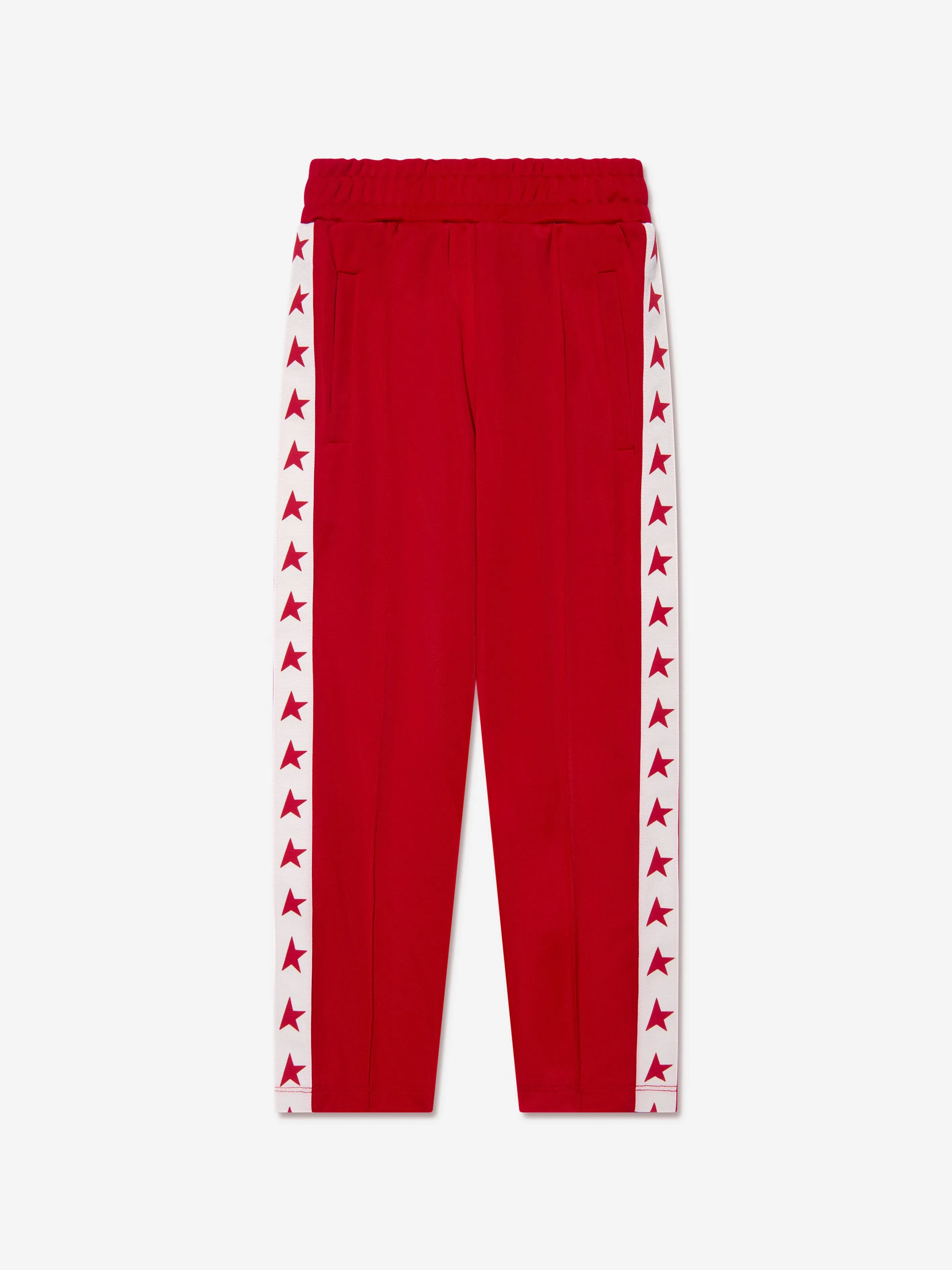 Golden Goose Kids Technical Jersey Star Band Tapered Joggers in Red