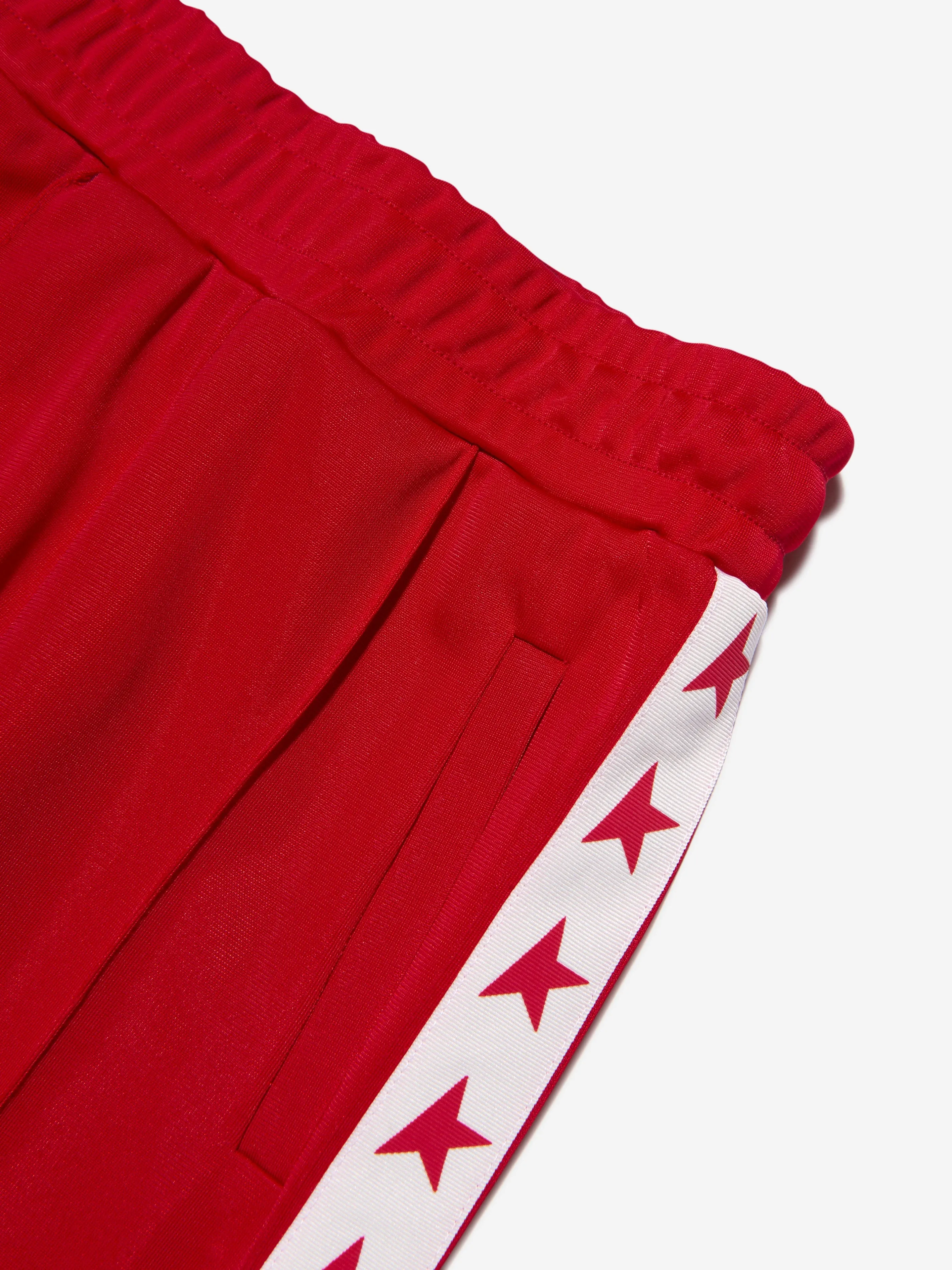 Golden Goose Kids Technical Jersey Star Band Tapered Joggers in Red