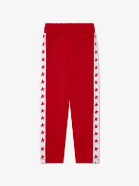 Golden Goose Kids Technical Jersey Star Band Tapered Joggers in Red