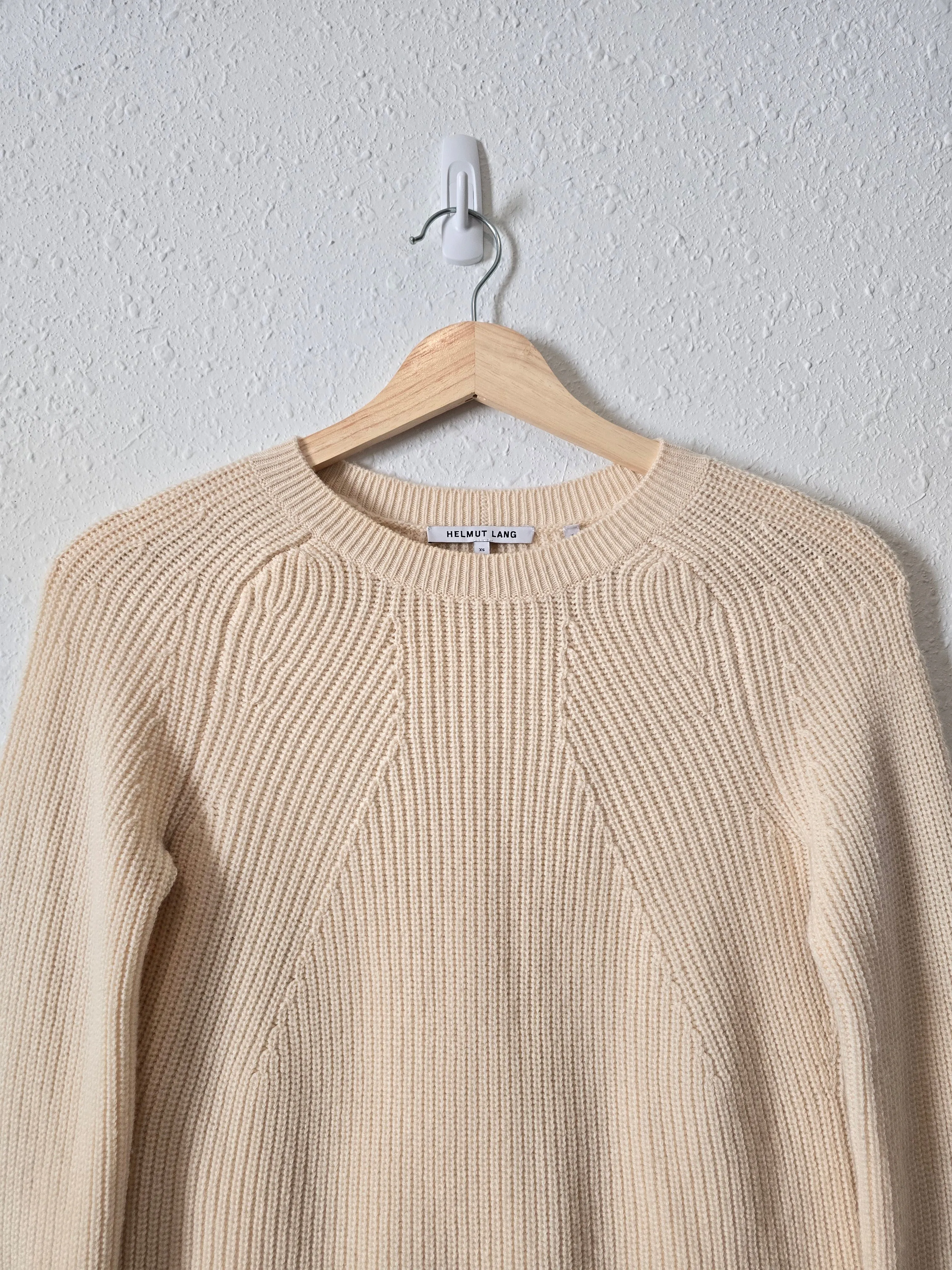 Helmut Lang Cream Crop Sweater (XS)