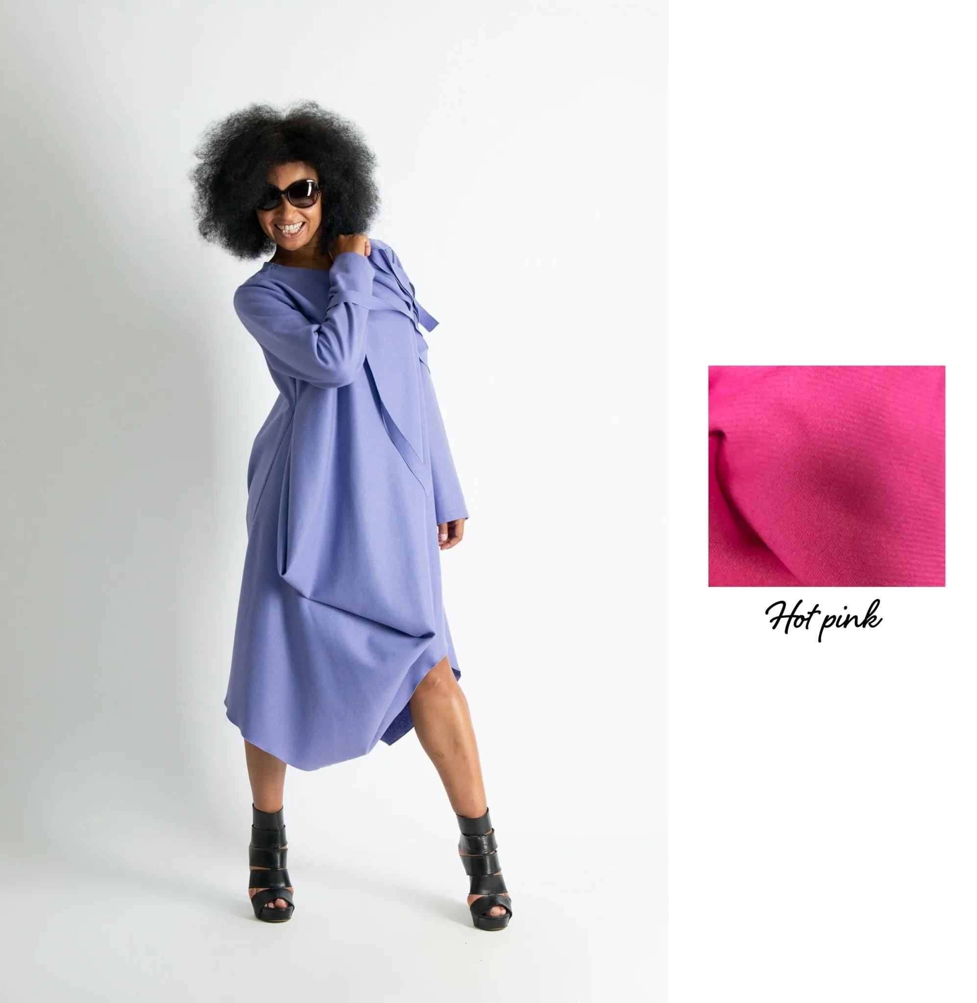 HOLLY Hot Pink Wool Cashmere Dress ON SALE