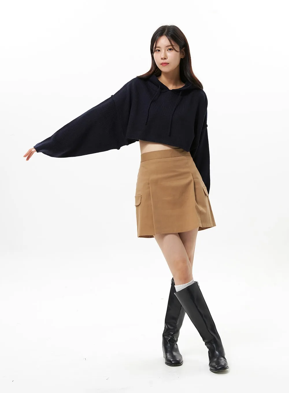 Hooded Crop Knit Sweater OS315