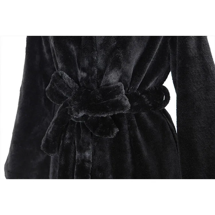 Hooded Thickened Faux Fur Trench Coat