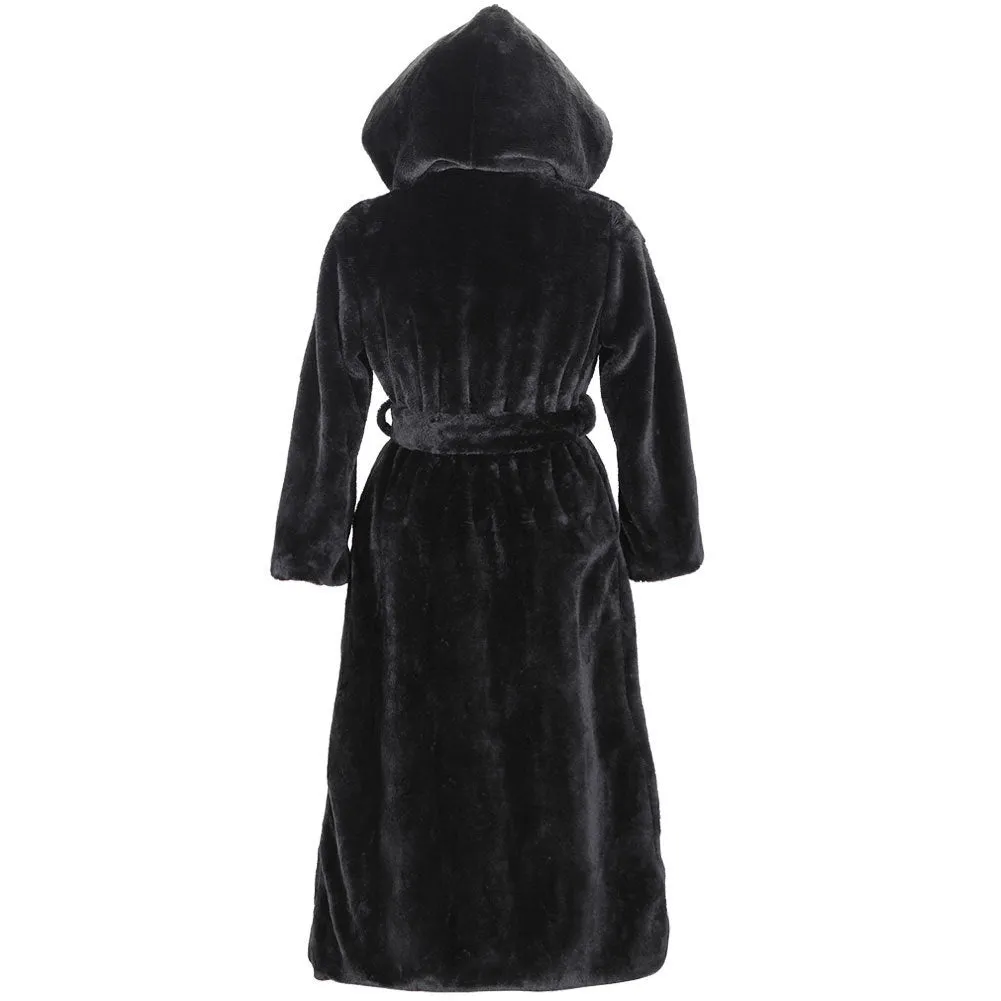 Hooded Thickened Faux Fur Trench Coat