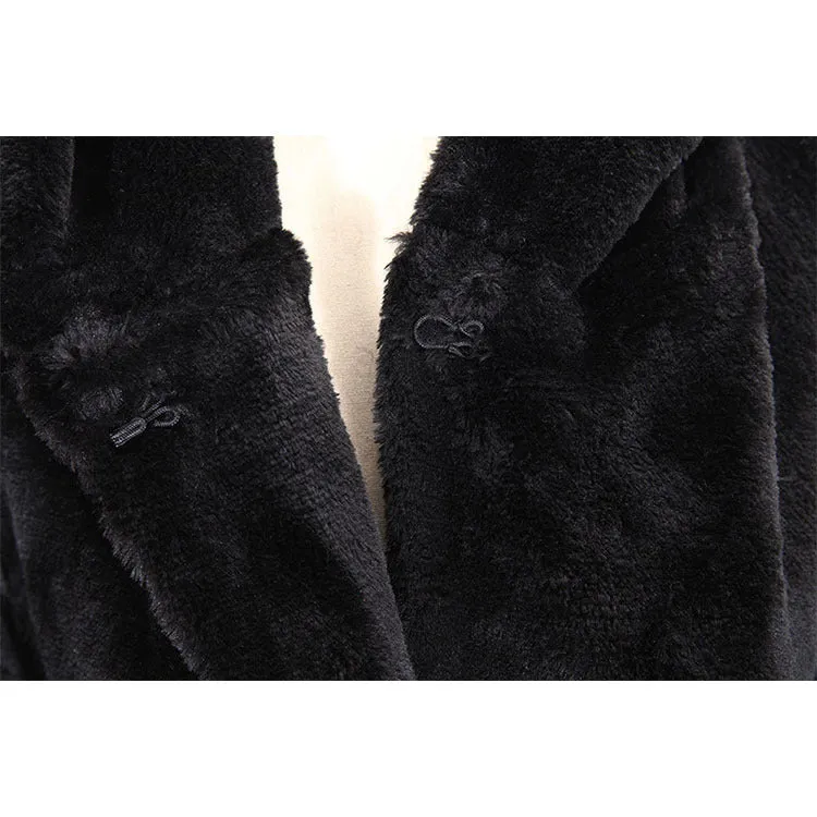 Hooded Thickened Faux Fur Trench Coat