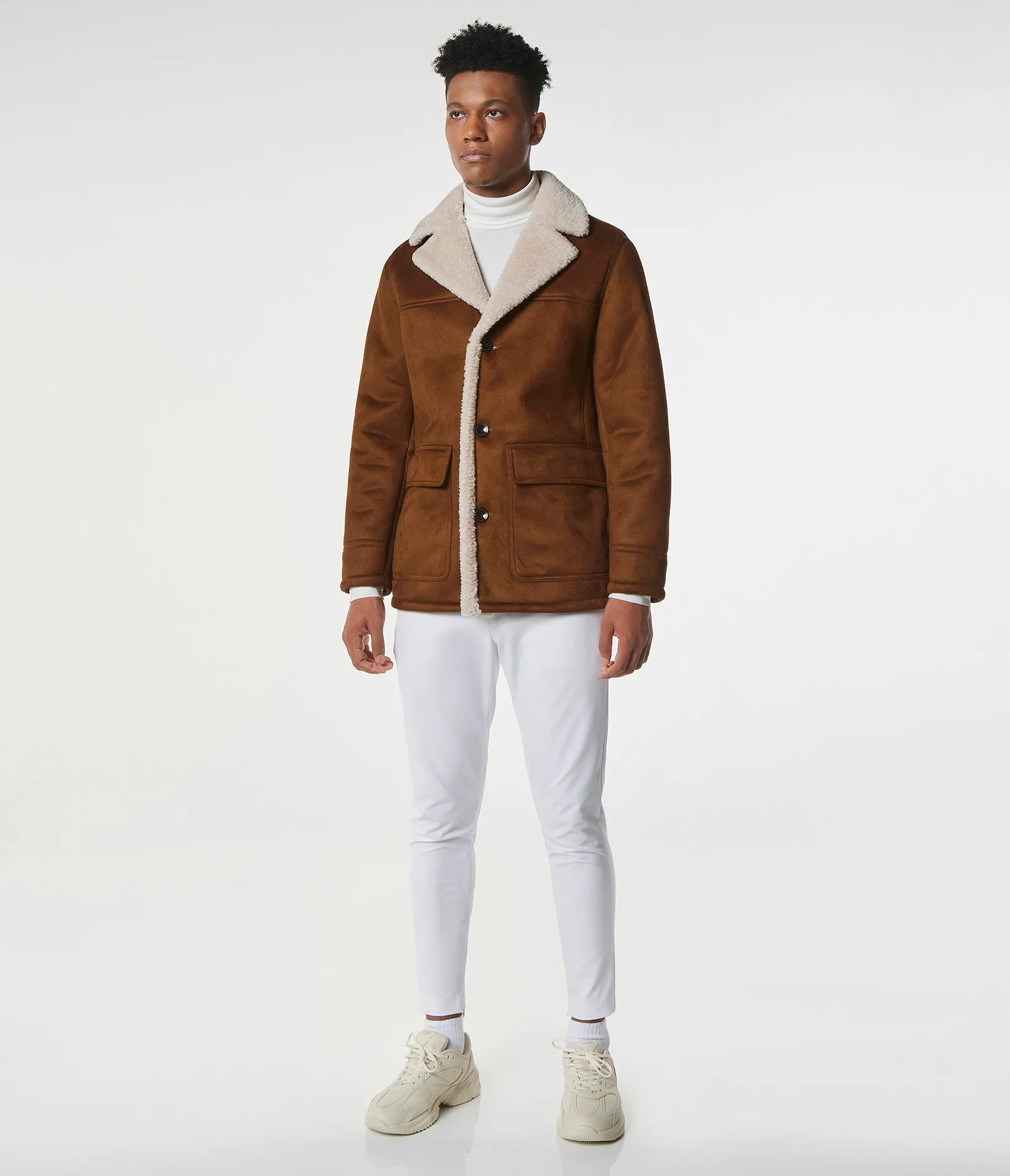 Jarvis Faux Suede Shearling Coat