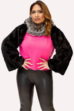 Just the Sleeve Mink Bolero Jacket with Bell Sleeves