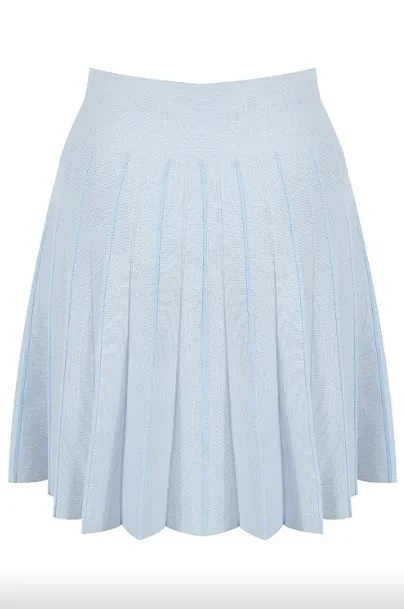 Kimberly - Pale Blue Pleated High Waisted Skirt