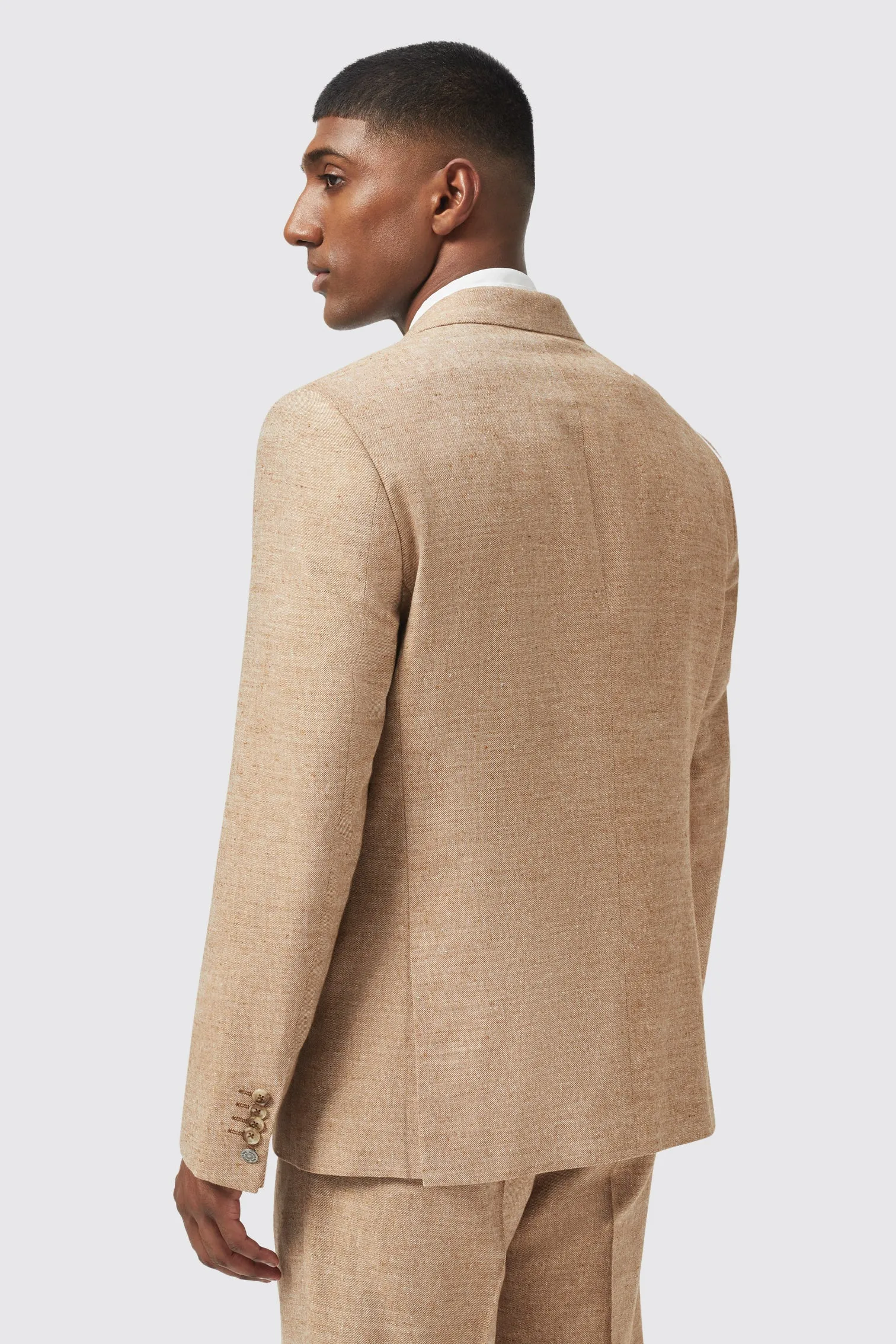 King Slim Fit Tan Linen Jacket - ARCHIVE